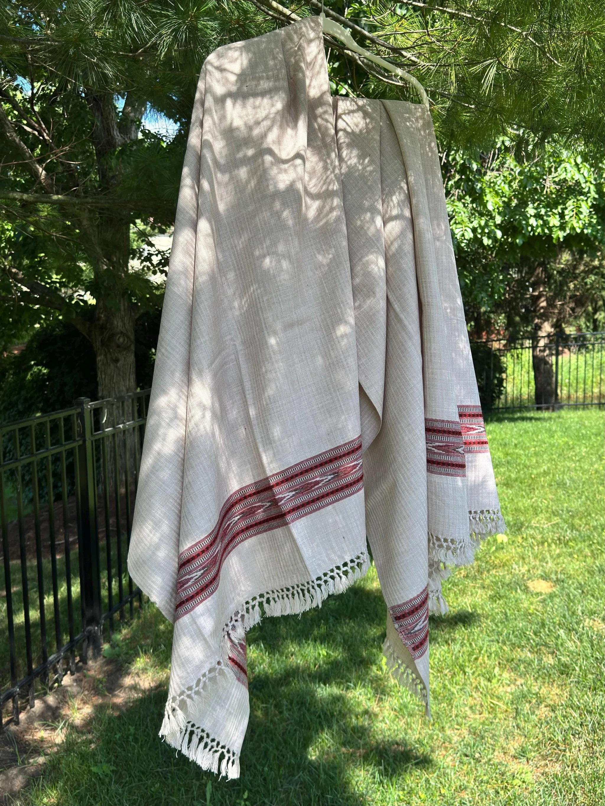 Shawl, Kullu, Indian, Handwoven, Himachal Pradesh, Wool, Meditation, Earthy, Himalayas, photo 6