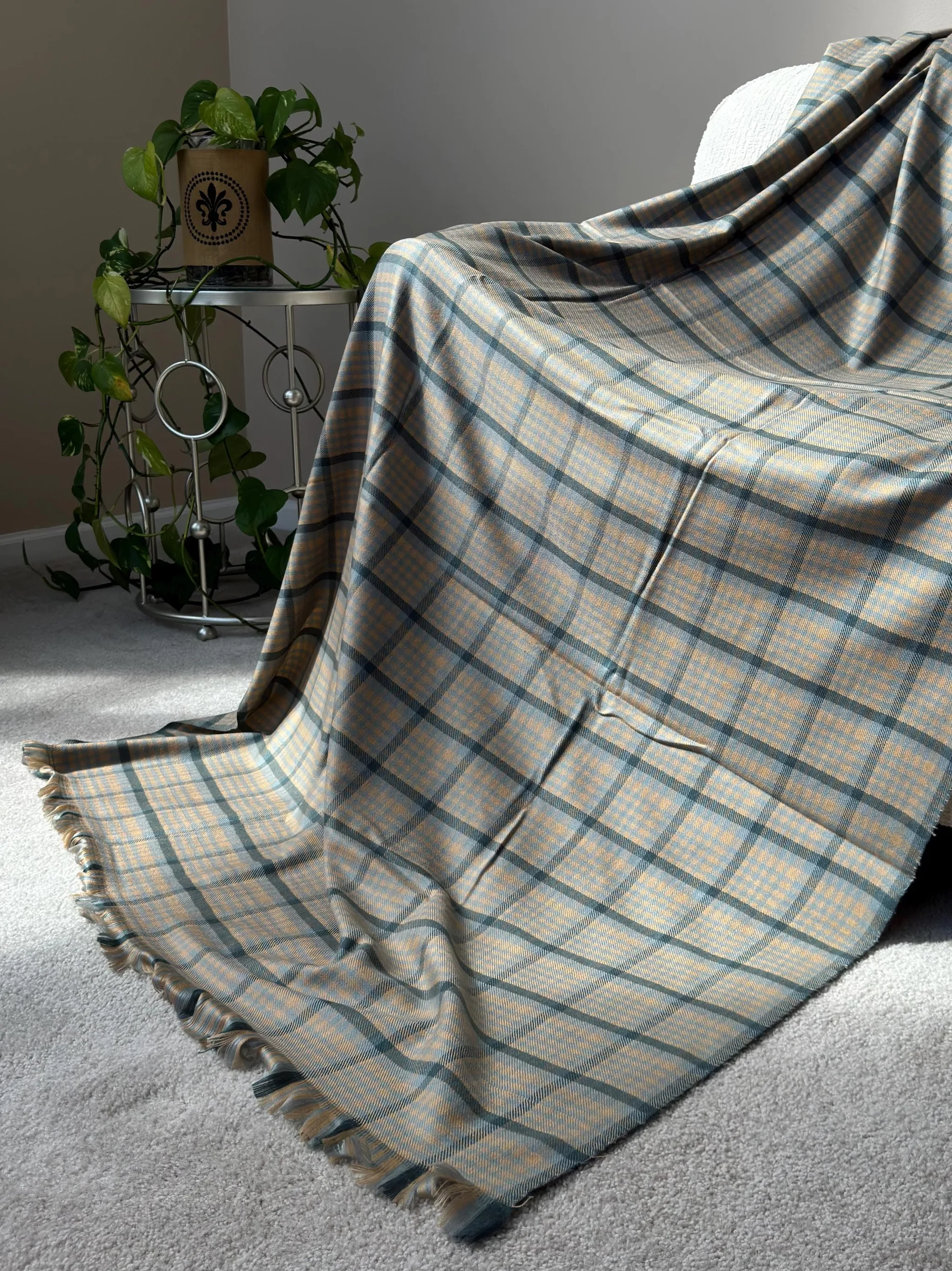 Shawl, Lohi, Checkered, Punjabi, Indian, Rustic, Meditation, Mindfullness, Yoga, Wool, Winter, photo 1