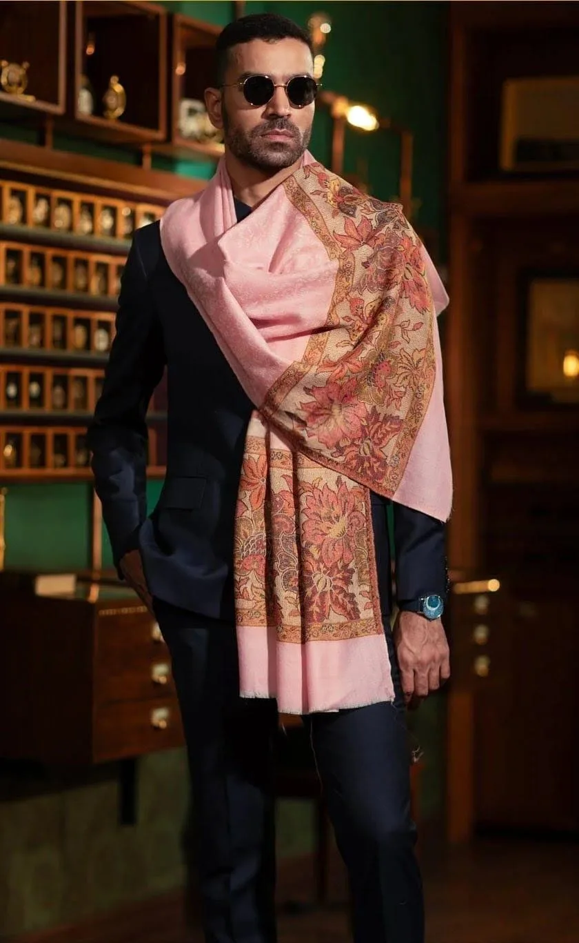 Floral Stole Woolen Chinar Leaf Pattern Feather Soft Texture Scarf, photo 6