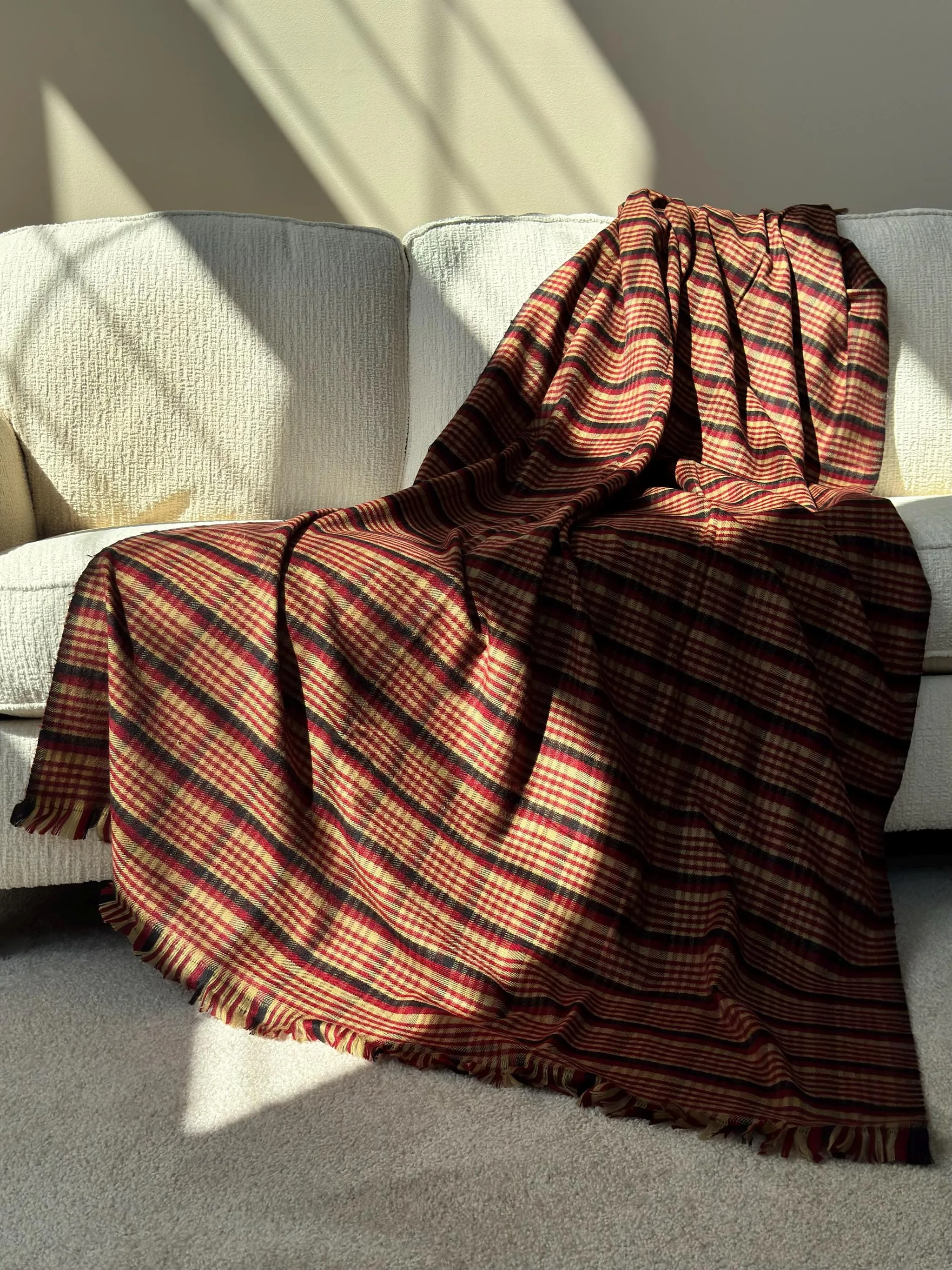 Shawl, Lohi, Checkered, Punjabi, Indian, Rustic, Meditation, Mindfullness, Yoga, Wool, Winter, photo 9