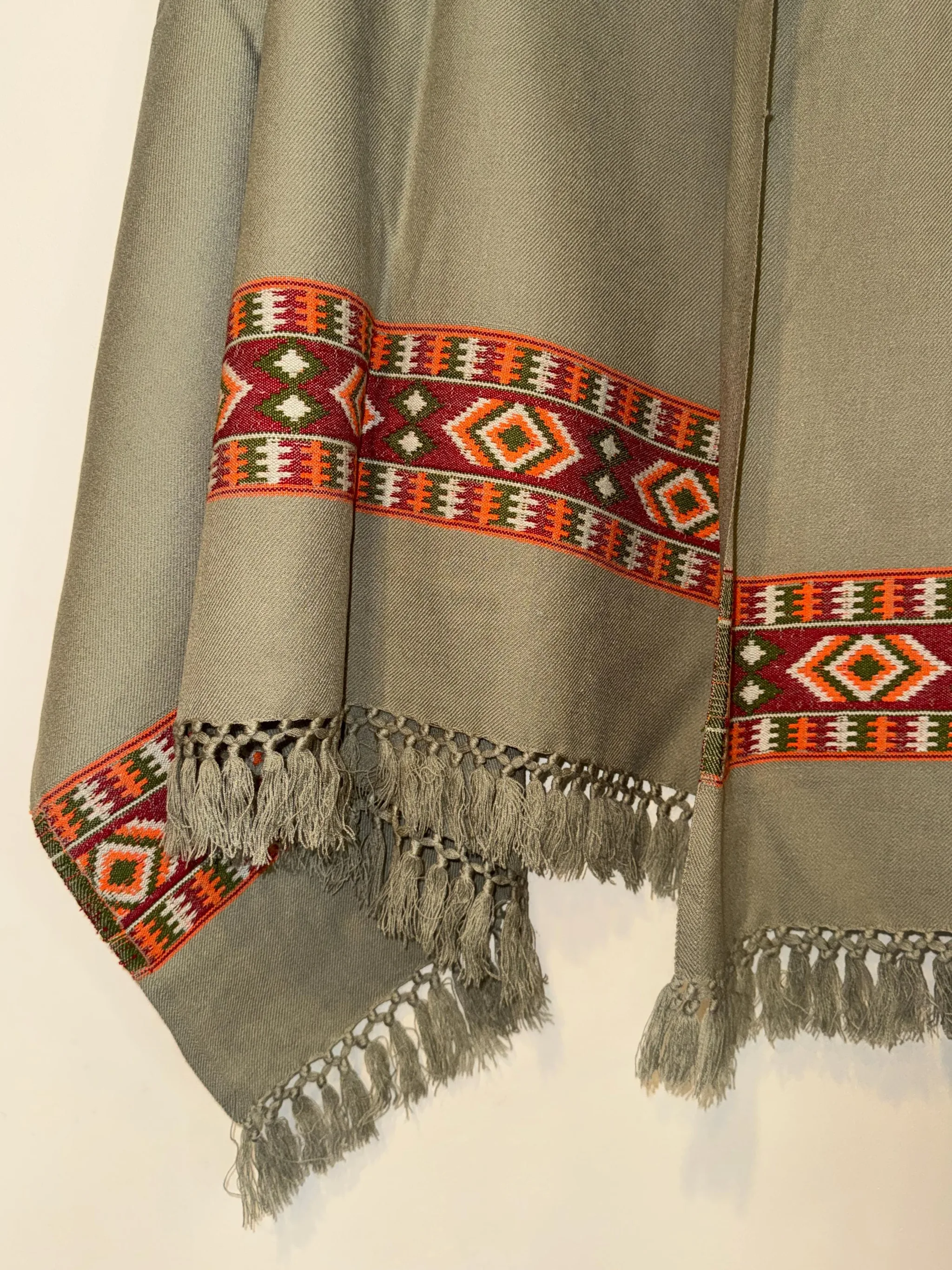 Kulu Border Khadi Shawl Authentic Himalayan Wool Blend Wrap, photo 10