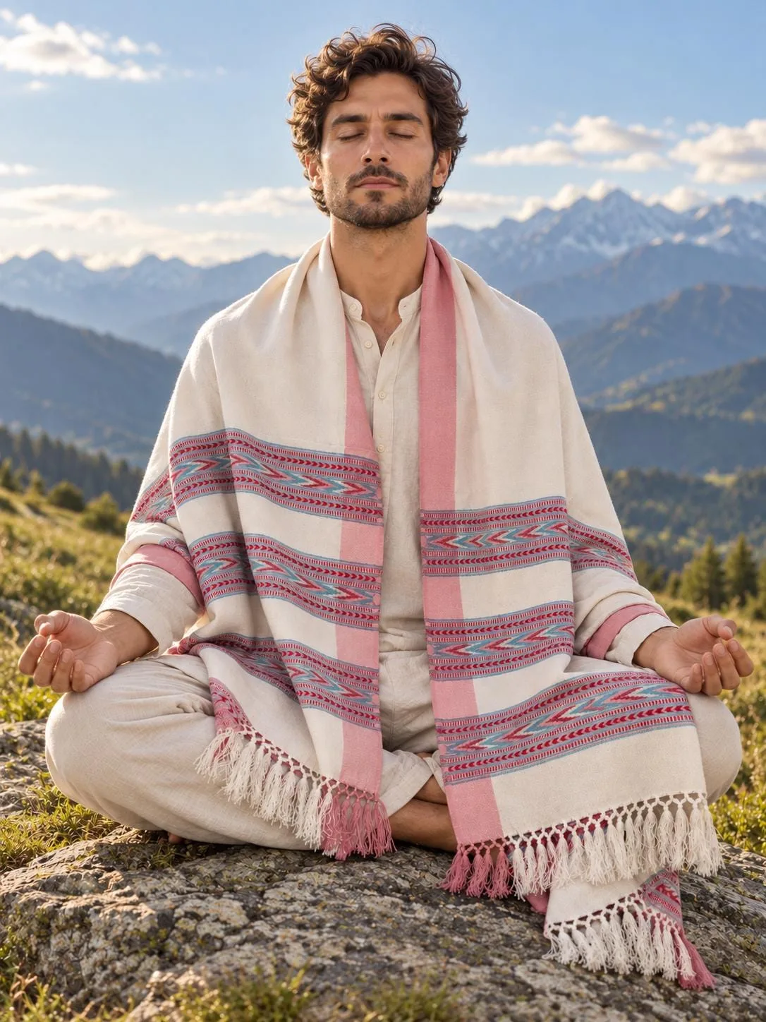 Handwoven Himalayan Meditation Shawl or Blanket (Trimurti & Vedic Guna Inspired), photo 11