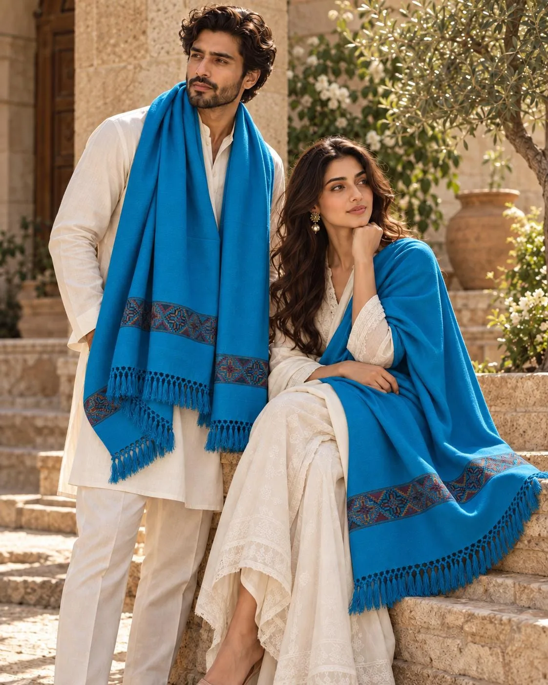 Kulu Border Khadi Shawl Authentic Himalayan Wool Blend Wrap, photo 2
