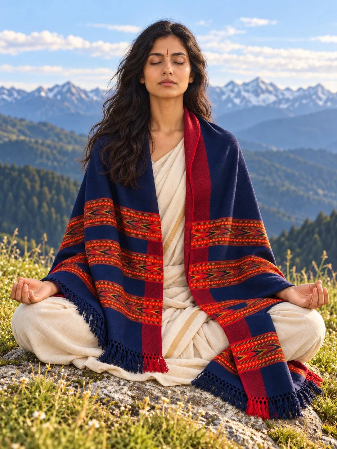 Handwoven Himalayan Meditation Shawl or Blanket (Trimurti & Vedic Guna Inspired), photo 12