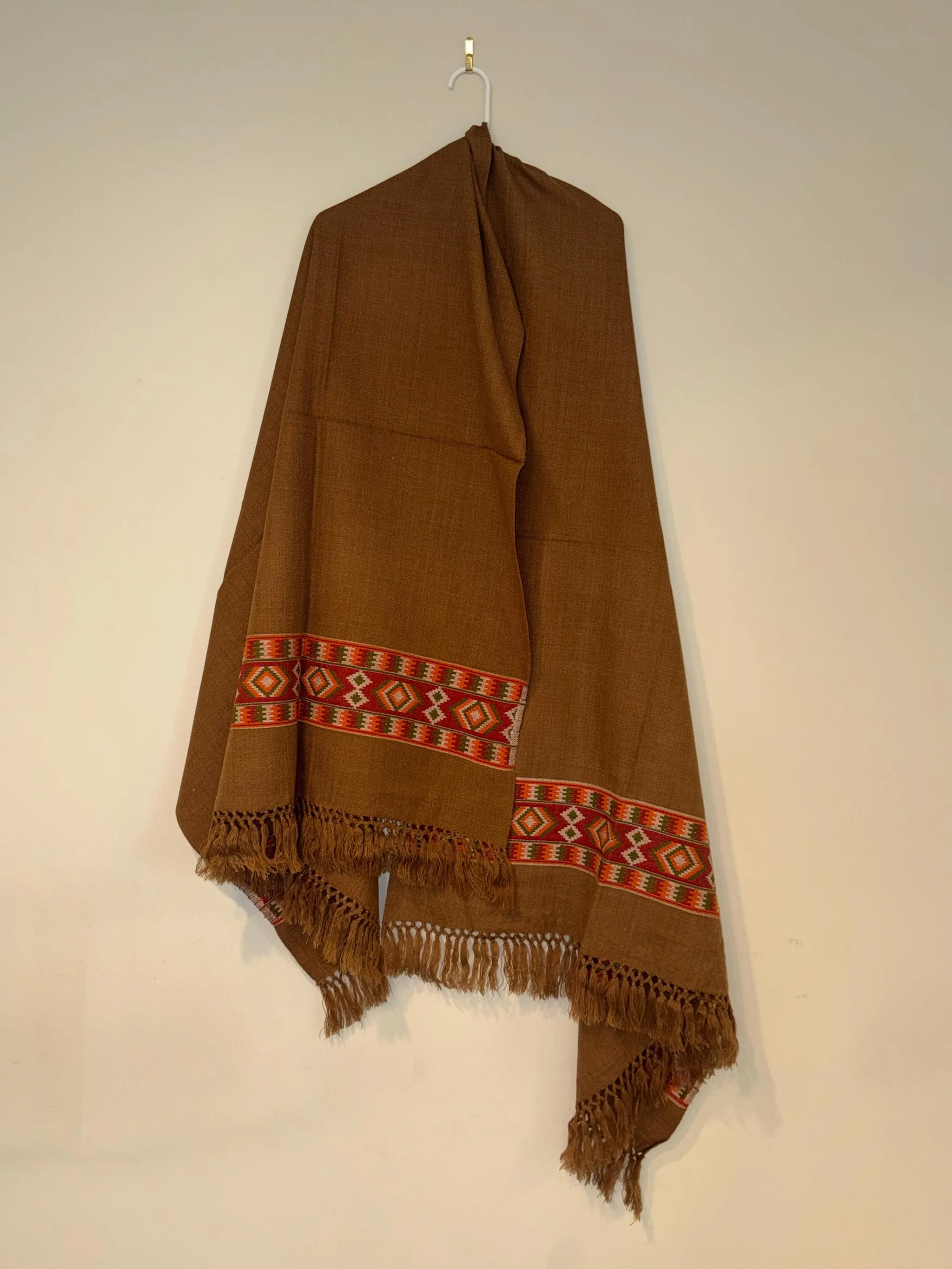 Kulu Border Khadi Shawl Authentic Himalayan Wool Blend Wrap, photo 11